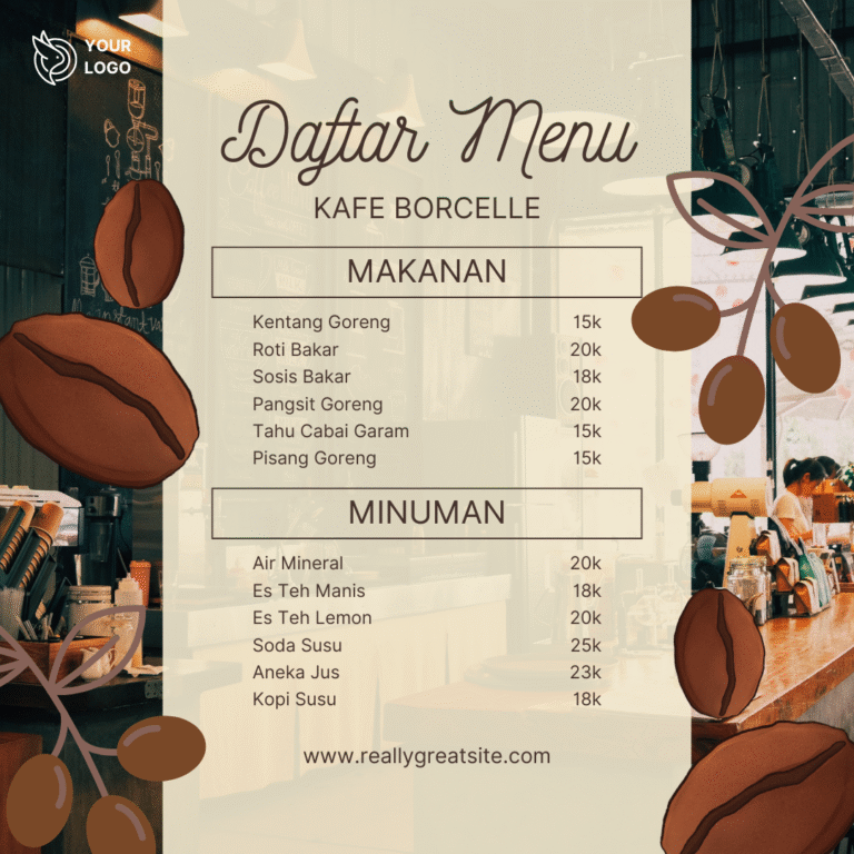 Cokelat modern daftar menu kiriman instagram